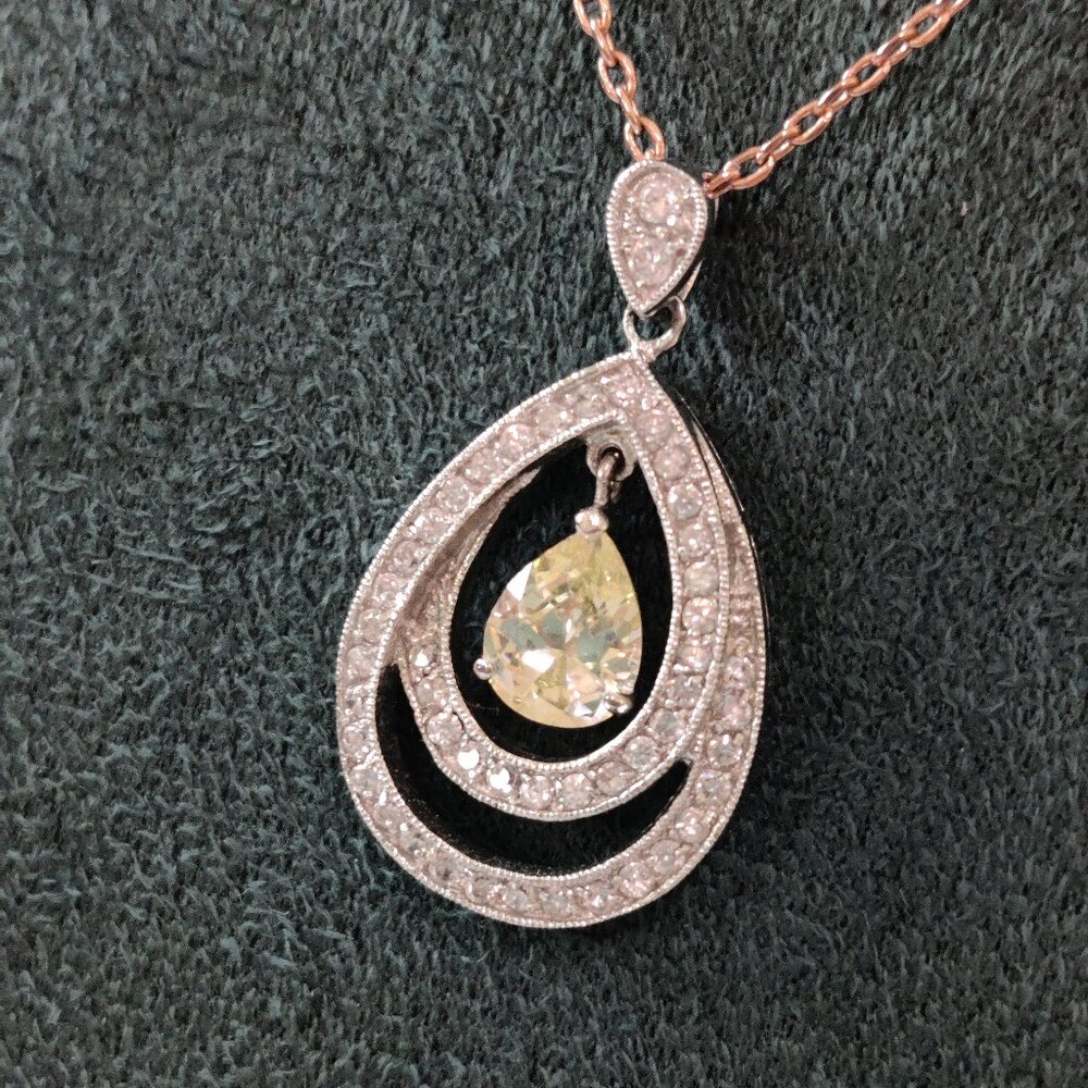 925 S.S. Pear Shape Yellow and White Bella Luce Diamond CZ PENDANT Only